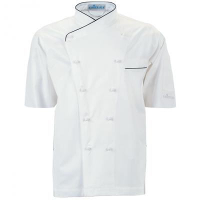 [Royal] Double Breasted Short Sleeves Jacket - Micro Fiber White & Black